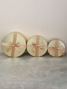 Коробка подарочная круглая 3 штуки 20х20х11 см / 3406-01 /уп 30/золото - ГалеонТрейд фото 4