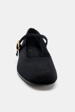 VELVET EFFECT BUCKLE BALLET FLATS - Zara фото 12