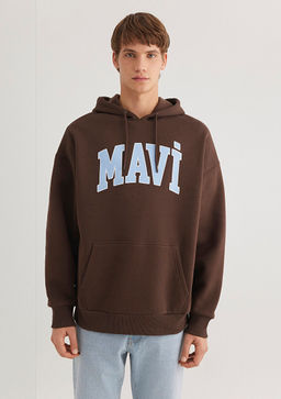 Mavi Logo Bask?l? Kapusonlu Kahverengi Sweatshirt  фото 5