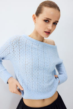 Jersey off-the-shoulder en punto pointelle - H&m фото 4