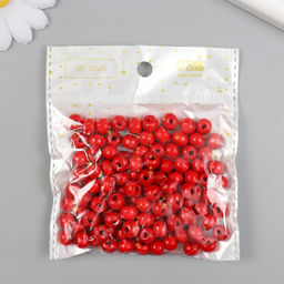 Цена за 2 шт. Бусины для творчества дерево "Красные" d=0,8 см набор 20 гр