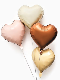 Цена за 2 шт. Воздушные шары фольгированные 17" "Сердце" цвет молочный сатин, набор 5 штук