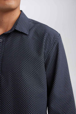 Рубашка из поплина с длинными рукавами и воротником-поло Modern Fit - Defacto фото 4