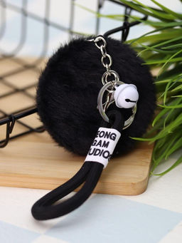 Плюшевое раскладное зеркало брелок "Bunny", чёрное (7*7 см)