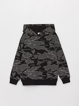Bask?l? Uzun Kollu Erkek ?ocuk Hoodie