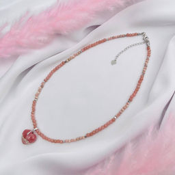 Чокер из Родохрозита с кулоном 38 см +