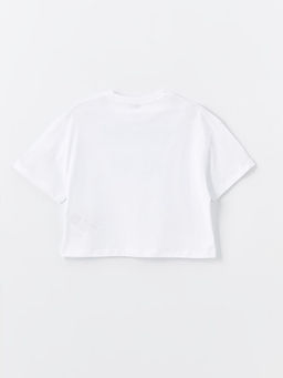 Bisiklet Yaka Bask?l? K?sa Kollu K?z ?ocuk Ti??rt - Waikiki фото 2