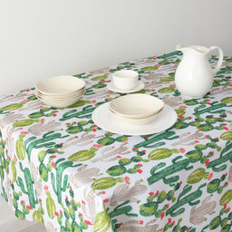 Скатерть Доляна Кактусы 140180 см, 100% п/э  фото 2