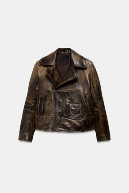 CHAQUETA BIKER PIEL 100% ZW COLLECTION LIMITED EDITION / Marr?n - Zara фото 8