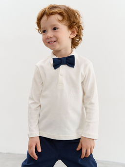 Лонгслив с воротником поло Экрю 0+