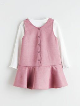 Bisiklet Yaka ?i?ekli K?z ?ocuk Elbise ve Ti??rt