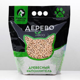 Наполнитель древесный Пижон Premium White, белые пеллеты, 5 л