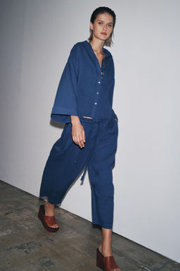 ZW COLLECTION LINEN BLEND TROUSERS