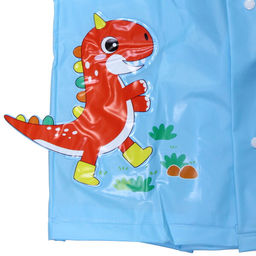Дождевик-плащ детский "Рокки-Динозаврик" с капюшоном, рукава на резинке, цвет голубой, размер L(68*50см) ДоброСад