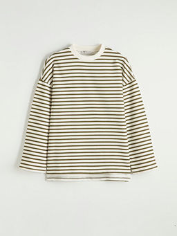 Kad?n Oversize Fit ?izgili Sweatshirt Tunik