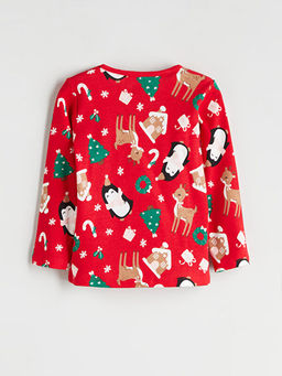 Bisiklet Yaka Y?lba?? Temal? K?z Bebek Pijama Tak?m?