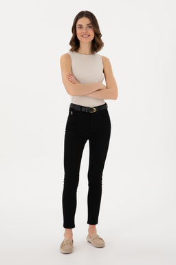 Kad_n Siyah Toothpick Fit Kanvas Pantolon