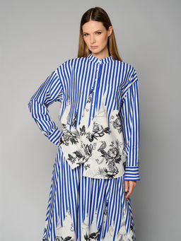 Блузка женская с ремнем 12521-33088 blue/multicolor - Maxroses фото 5