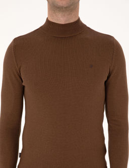Koyu Kahverengi Slim Fit Yar_m Bal_k__ Yaka Basic Triko Kazak - Pierre cardin фото 6