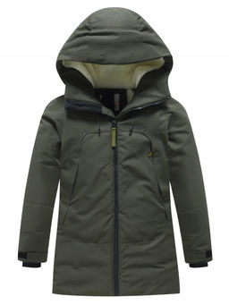 Парка зимняя подростковая для мальчика с капюшоном цвета хаки 9533Kh - Valianly фото 8