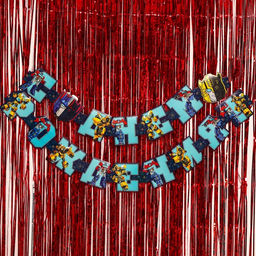 Набор для праздника "С Днем рождения", гирлянда 230 см, дождик 1х2 м, Трансформеры