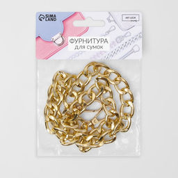 Цена за 2 шт. Цепочка для сумки, с карабинами, металлическая, плоская, 18×13 мм, 60 см, цвет золотой