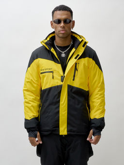 Горнолыжный костюм мужской зимний желтого цвета 372J