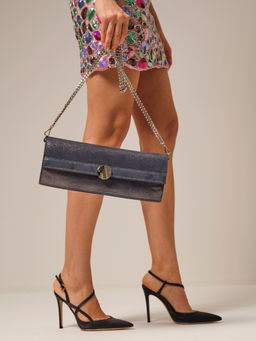 Клатч замшевый Deboro 30477 синее серебро