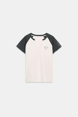 CAMISETA LAVADA MANGA RANGL?N / Crudo
