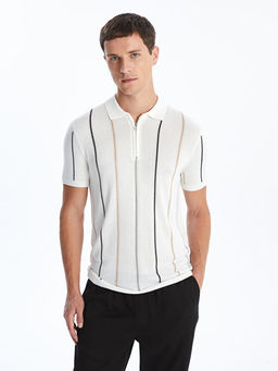 Polo Yaka K?sa Kollu ?izgili Erkek Triko Kazak