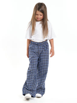 Брюки палаццо спортивные штаны для девочки одежда в клетку UD 7942 св.синяя клетка - Mini maxi фото 2