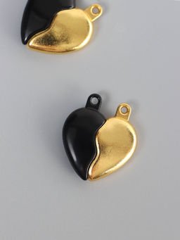 Цена за 2 шт. Замок магнитный металл «Вторая половинка, сердце», набор 2 шт., чёрно-золотой, 2.6×2.2 см