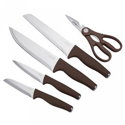 Набор ножей Linea Tallone 6 предметов, нержавеющая сталь с двухсторонней заточкой, ручка из полипропилена с покрытием soft-touch, на подставке, шоколадный, в цветной коробке, Regent (Китай) - Домашняя мода фото 2