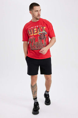 DeFactoFit Футболка свободного кроя NBA Miami Heat из 100 % хлопка с круглым вырезом и короткими рукавами фото 5