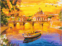 Кристальная (алмазная) мозаика ФРЕЯ ALPD-072 на подрамнике Лодка на закате 40 х 30 см