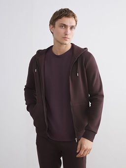 Kap??onlu Uzun Kollu Erkek Fermuarl? Sweatshirt