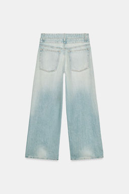JEANS TRF RECTOS CINTURILLA DOBLE TIRO MEDIO / Azul claro