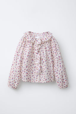 FLORAL SHIRT WITH RUFFLE TRIM