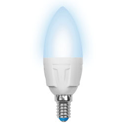 LED-C37 7W/NW/E14/FR PLP01WH Лампа светодиодная. Форма свеча, матовая. Серия ЯРКАЯ. Белый свет (4000K). Картон. ТМ Uniel