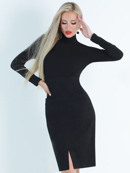 Платье черное трикотажное с длинным рукавом - Dstrend фото 3