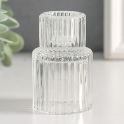 Цена за 2 шт. Стеклянный подсвечник «Цилиндр. Столбик», двухсторонний, прозрачный, d=2 и 3.5 см, 4.2×4.2×6.8 см
