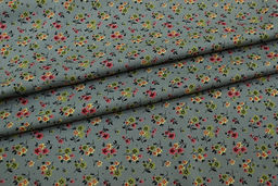 Штапель Премиум Воздушные букетики цв.т.голубая ель, ш.1.45м, вискоза-100%, 120гр/м.кв - Купава фото 3