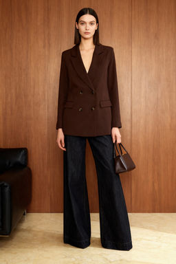 TRENDYOLMILLA Siyah Oversize Astarl? Kruvaze Kapama Dokuma Blazer Ceket TWOAW21CE0145  фото 24