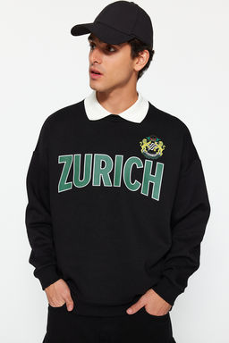 TRENDYOL MAN Premium Indigo Oversize/Genis Kesim Gomlek Ici Polarl? Sweatshirt TMNAW24SW00187 - Trendyolmilla фото 19