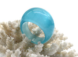 Кольцо из камня кошачий глаз голубой размер 18 Радуга камня