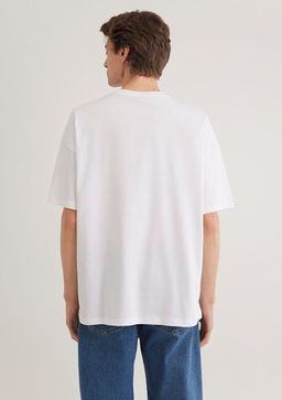 Miav Bask?l? Oversize Beyaz Ti??rt - Mavi фото 5
