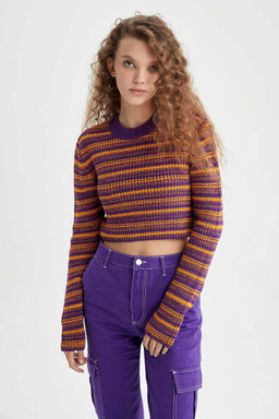 Крутой свитер стандартной посадки с круглым вырезом - Defacto фото 7