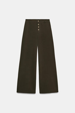 PANTAL?N RECTO BOTONES / Marr?n oscuro - Zara фото 7