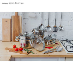 Кастрюля Magistro Klimena, 4.6 л, AISI - 201, крышка-дуршлаг, носик для слива, капсульное дно, индукция, нержавеющая сталь  фото 11