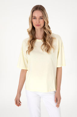 Kad_n Limon Oversize Bisiklet Yaka Ti__rt